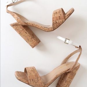 NWT Lulus Lexy White Cork Ankle Strap heels.